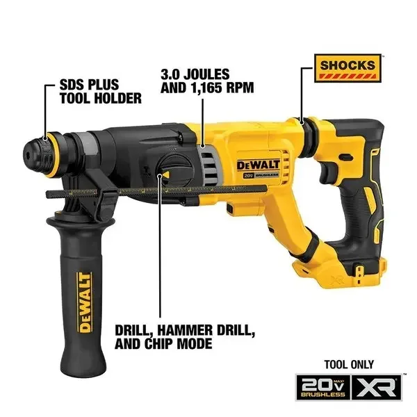 DEWALT DCH263 1-1/8in Brushless Cordless SDS Plus D-Handle Rotary Hammer DWH205DH Dust Extractor 20V Power Tools Bare Tool