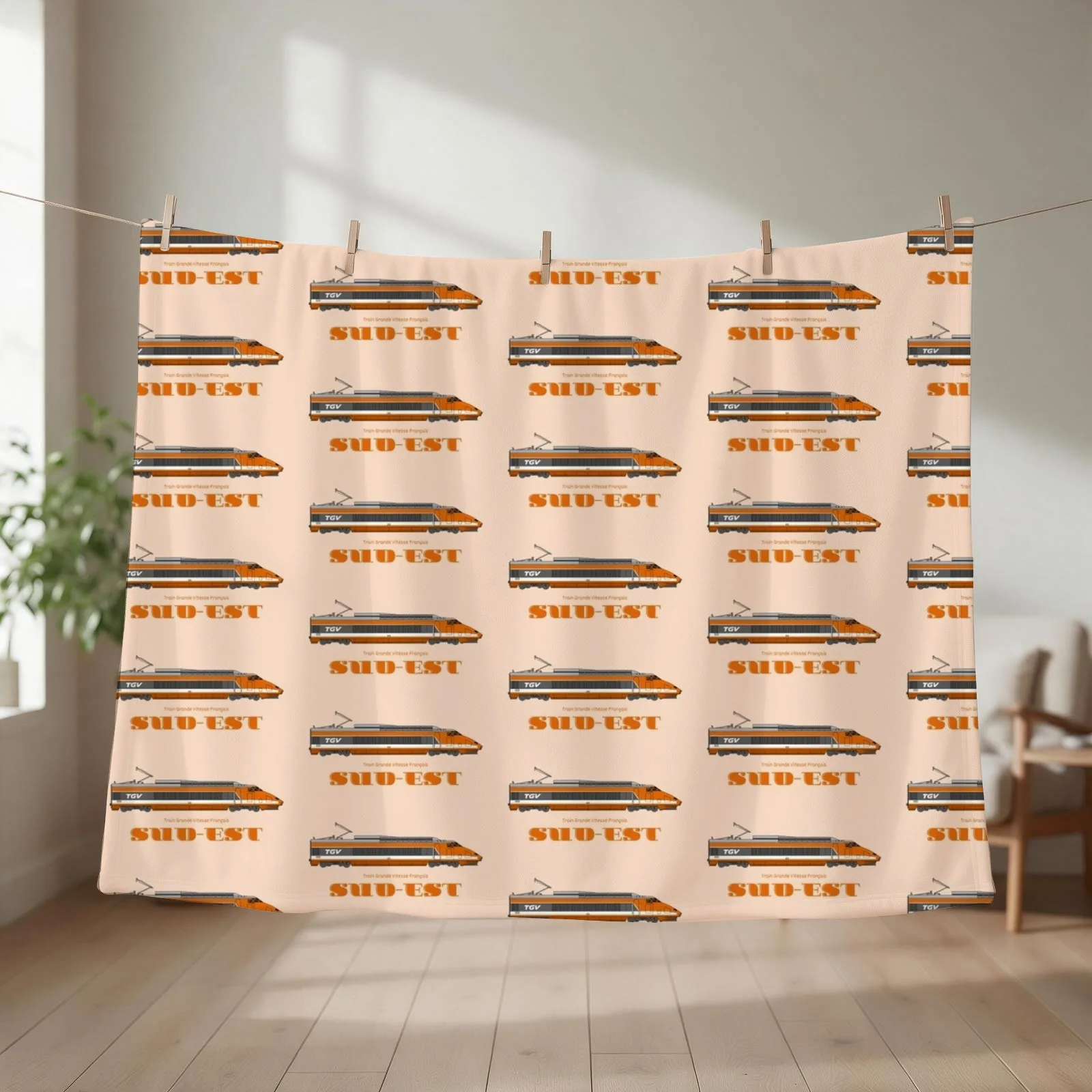 TGV Sud-Est Locomotive Artwork Throw Blanket Extra Large Throw Decoratives Picnic Tourist Blankets