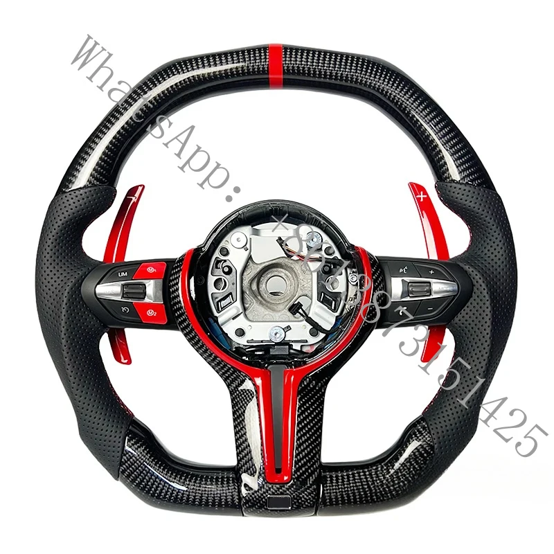 

Спортивный руль из настоящего карбона, изготовленный на заказ, для моделей F30, F35, F20, F10, F82, M3, M4, M5, M6, M8, с красной карбоновой отделкой и кожаной вставкой.