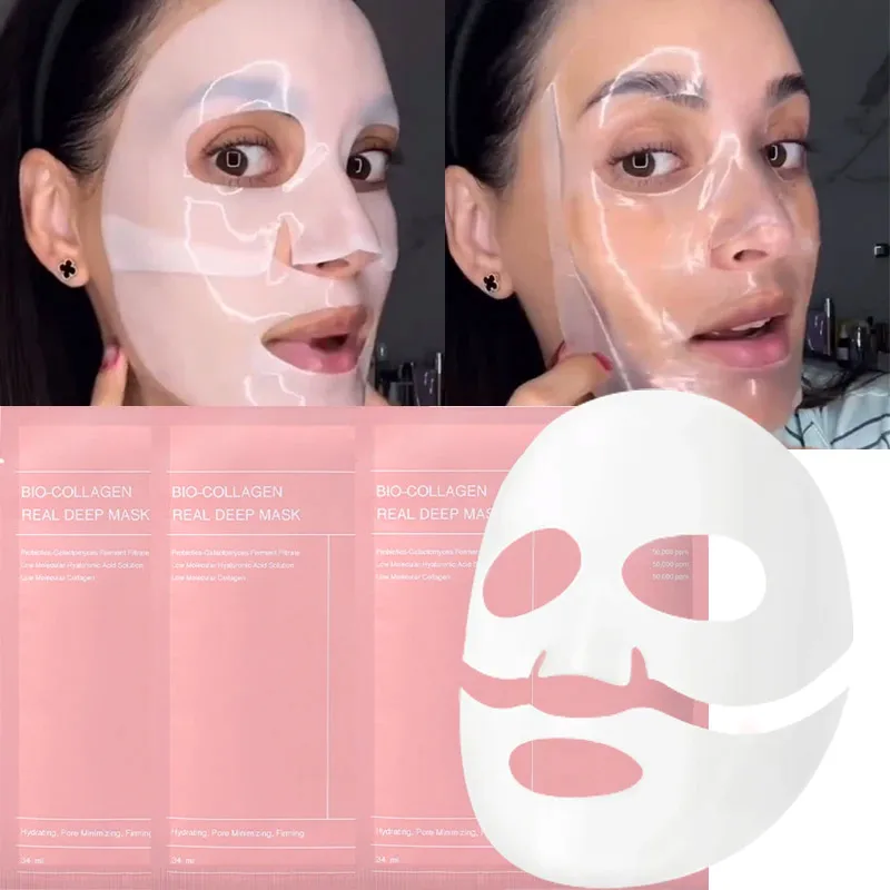 

Bio Collagen Face Mask Shrink Pores Deep Hydrating Overnight Mask Moisturizing Refreshing Brightening Face Skin Care 5/10/20PCS