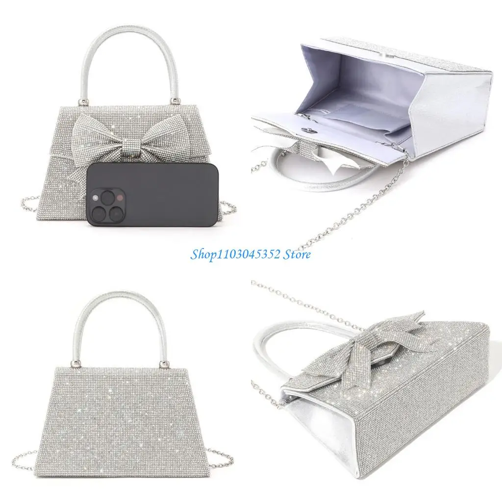 

Sophisticated Evening Clutch with Rhinestones Butterfly Detail Shoulder Bag