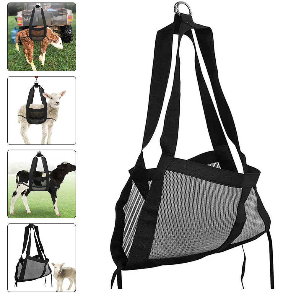 Animal Pet Weighing Sling Dog Lift Mesh Calf Hammock Puppy Black Supply Toddler