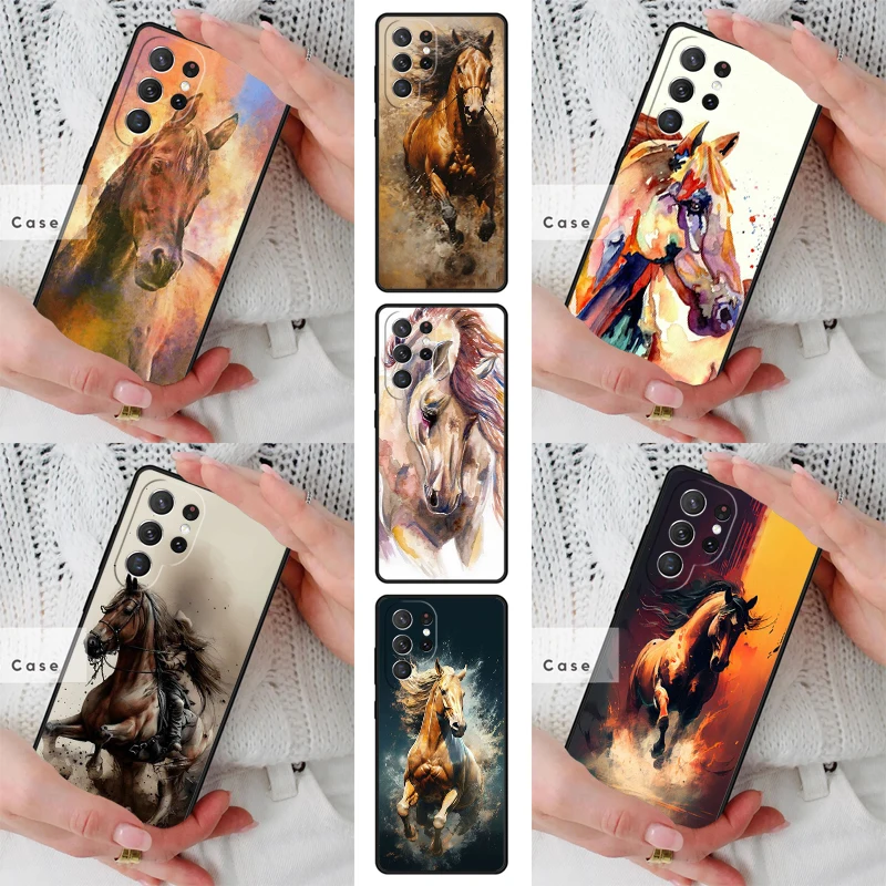Horse animal painting TPU Phone Case for Samsung Galaxy S26 S25 S24 S23 S22 S21 S20 Note10 Plus FE Ultra Cover