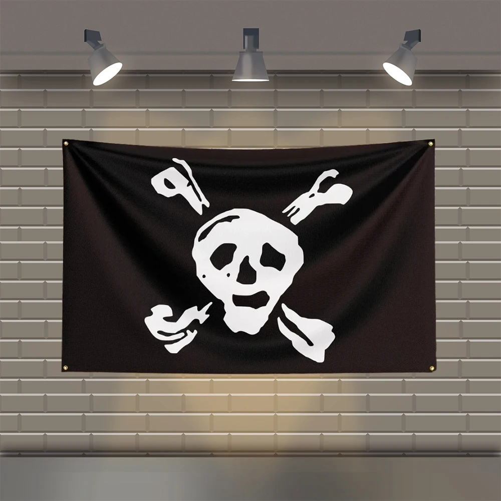 3x5 Ft Blackbeard Pirate Edward Teach Flag Polyester Printed Flags for Room Garage Decor