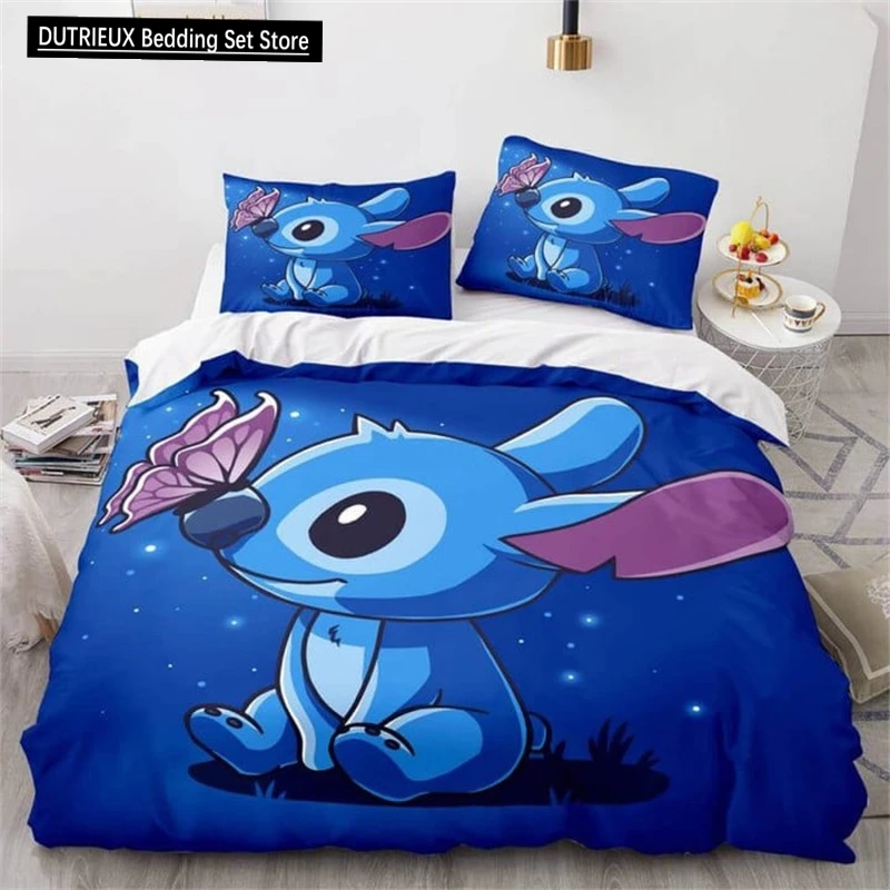 

Lilo Stitch Blue Stitch Kids Duvet Cover Gifts Comforter Cover Bedding Set for Home Bedroom Decoration Full Size Queen King