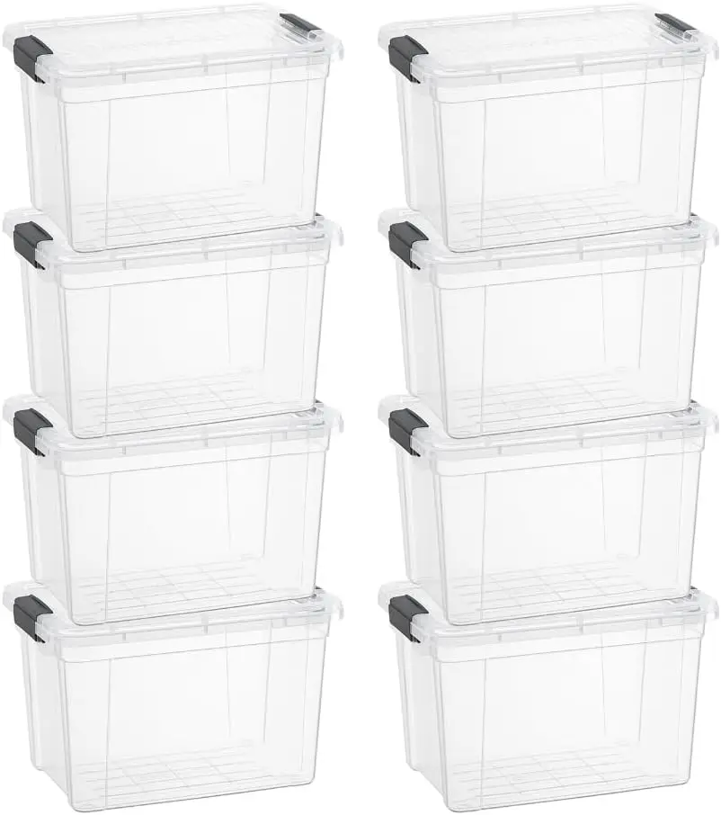 Clear Plastic Storage Boxes with Lids 8 Pack