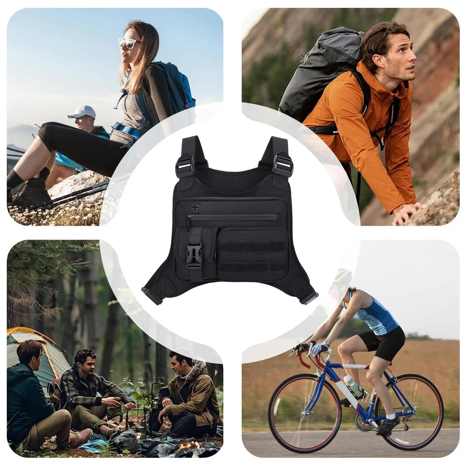 

Мужская многофункциональная нагрудная сумка-жилет для бега, тренировок, путешествий, спортзала, рыбалки, школы, офиса, пляжа, пикника и активного отдыха