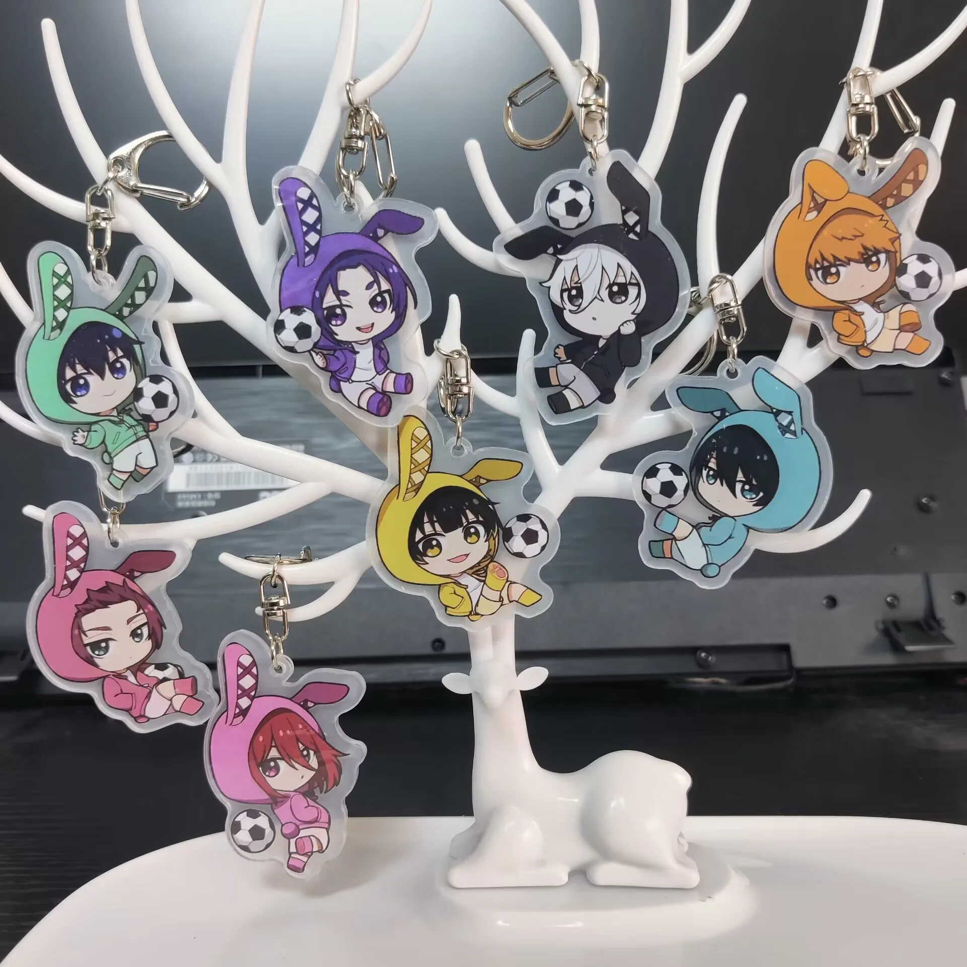 

Hot Cartoon BLUE LOCK Figures Isagi Yoichi Bachira Meguru Chigiri Hyoma Acrylic Anime Keychain Cute Rabbit Style Pendant Decor