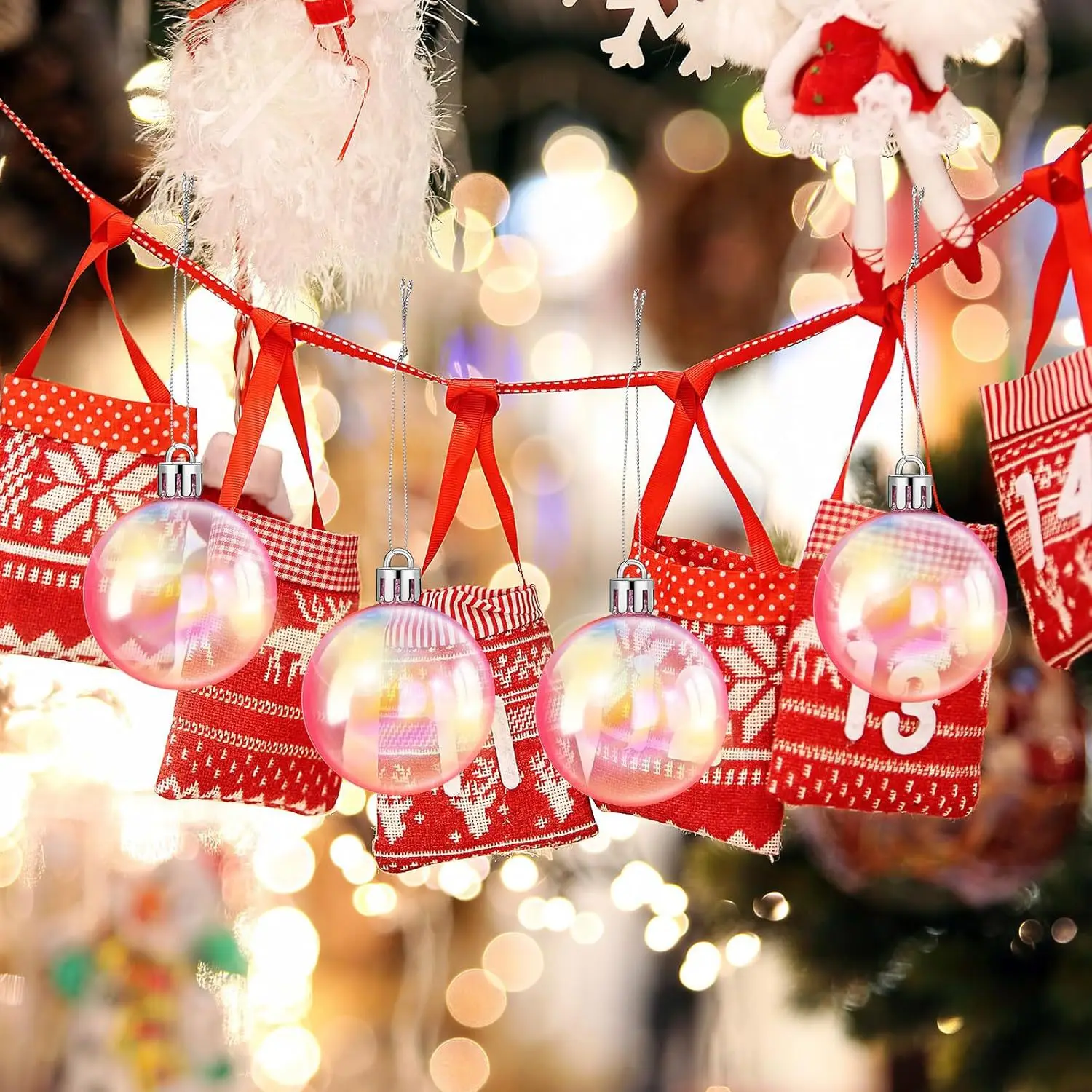 Pink Clear Christmas Balls Christmas Tree Ornaments Ball Xmas Hanging Tree Pendants Home Party Decor New Year Gift Noel Navidad