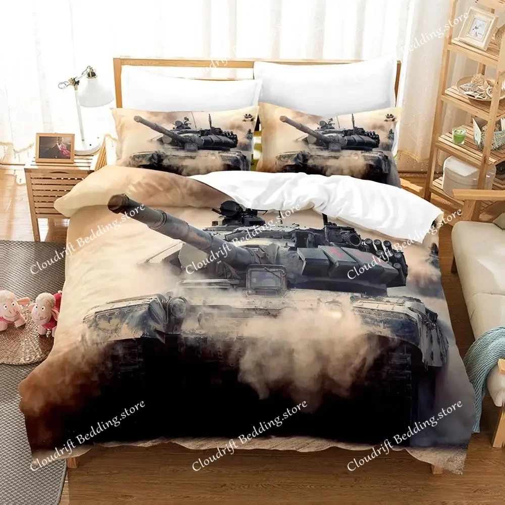 Tank Duvet Cover Set King Size War Theme Bedding Set Dirt Bike Quilt Cover For Kid Boys Men Comfortable Microfiber Quilt Cover