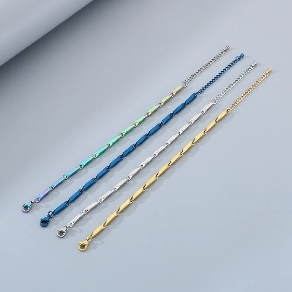 Fashionable Stainless Steel Steel Chain Chain Link Simple Design Hip Hop Rock Punk Style Melon Seed Chain Bracelet for Men