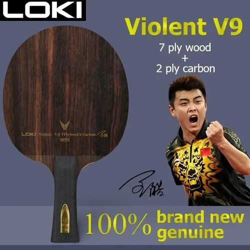 Imagen 1 del producto LOKI V9 hoja de Ping Pong 9 K9 capas madera carbono violento-9 apagado + hoja de raqueta de tenis de mesa profesional con buen Control de alta velocidad