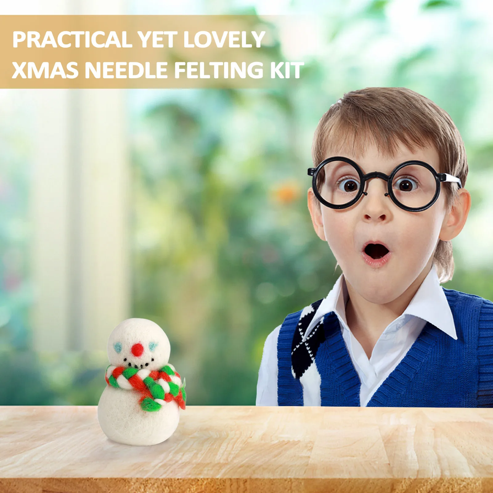 

1Set DIY Wool Felting Kits Christmas Snowman Crafts Material Safe Durable Family Fun Needle Felting Kits DIY Tools