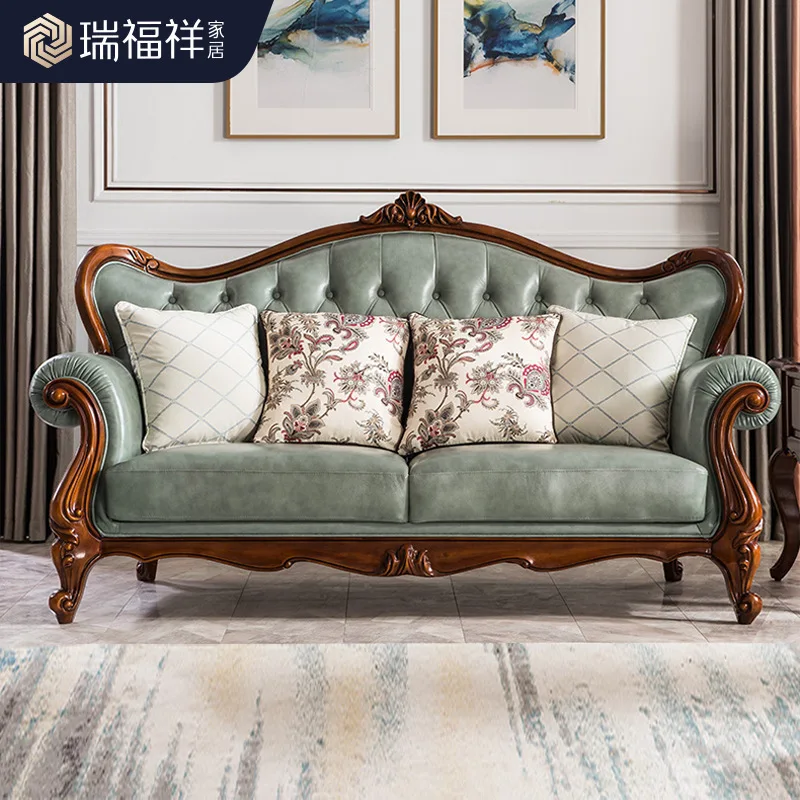 

HXL leather sofa combination first layer leather solid wood sofa