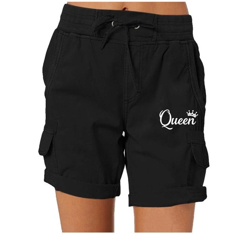 Fashion Queen Printed Women\'s Cargo Shorts Stretch Golf Active Shorts Work Shorts Outdoor Summer Shorts with Pockets