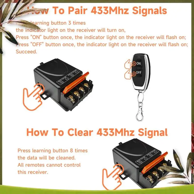 New-Wireless Remote Control Switch 433Mhz DC8-80V 30A RF Relay Receiver For Motorcycles Appliances Irrigation Systems