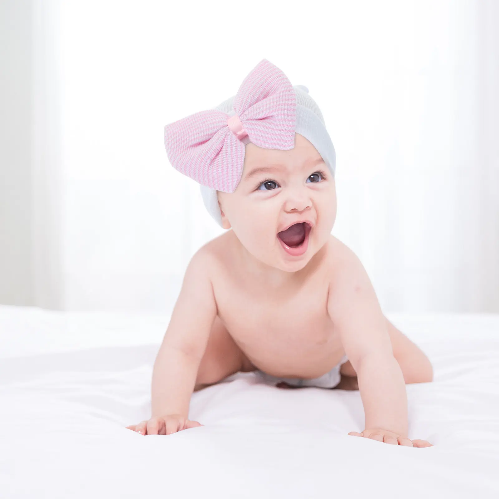 

3Pcs Exquisite Bowknot Newborn Hats Lightweight Soft Yarn Baby Cap for Infants Gentle on Delicate Heads Fashionable Newborn