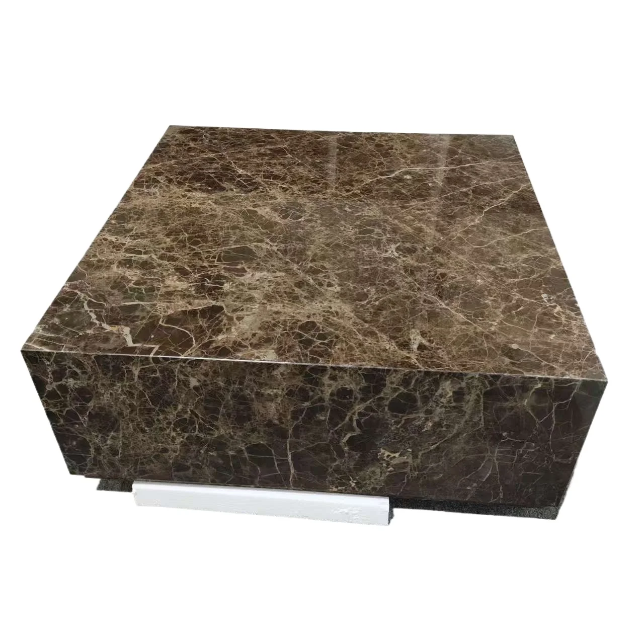 Modern luxury natural stone base dark imperial brown marble base coffee table living room furniture center table set