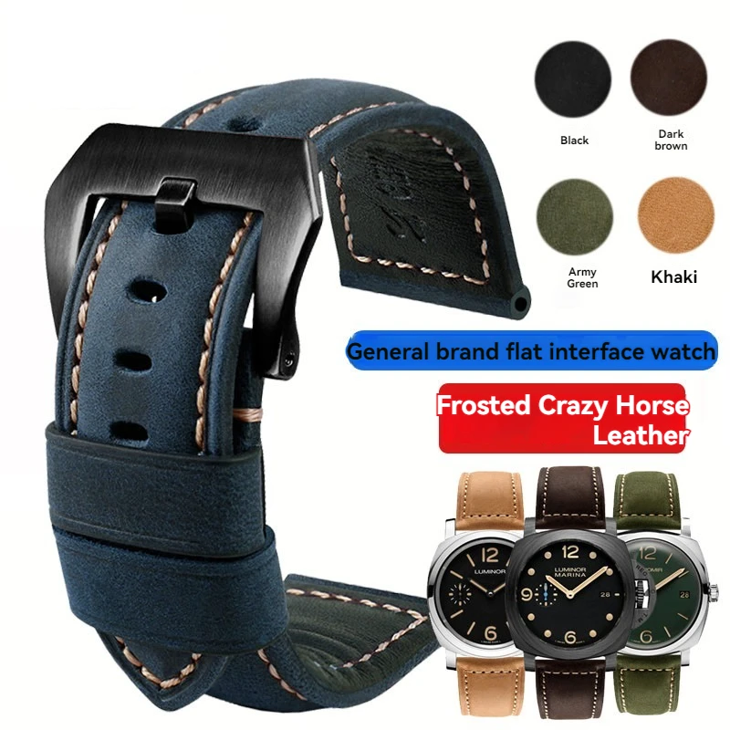 Blue Leather Straps For Panerai Watch Accessories Men\'s Strap 20mm 22mm 24mm 26mm Watch Bands Cowhide Replacement Bracelet