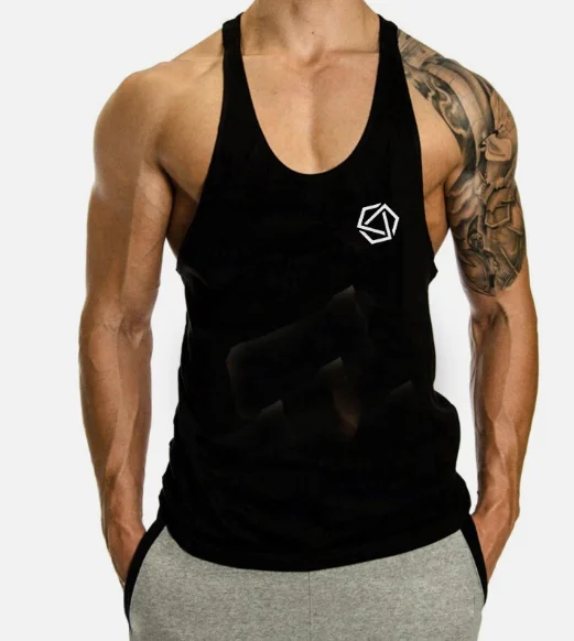 

Men's Fitness Vest, Loose Printed Scarf, Sports Course, Sports Vest, Cotton, Comfortable, Heat-absorbing and Breathable