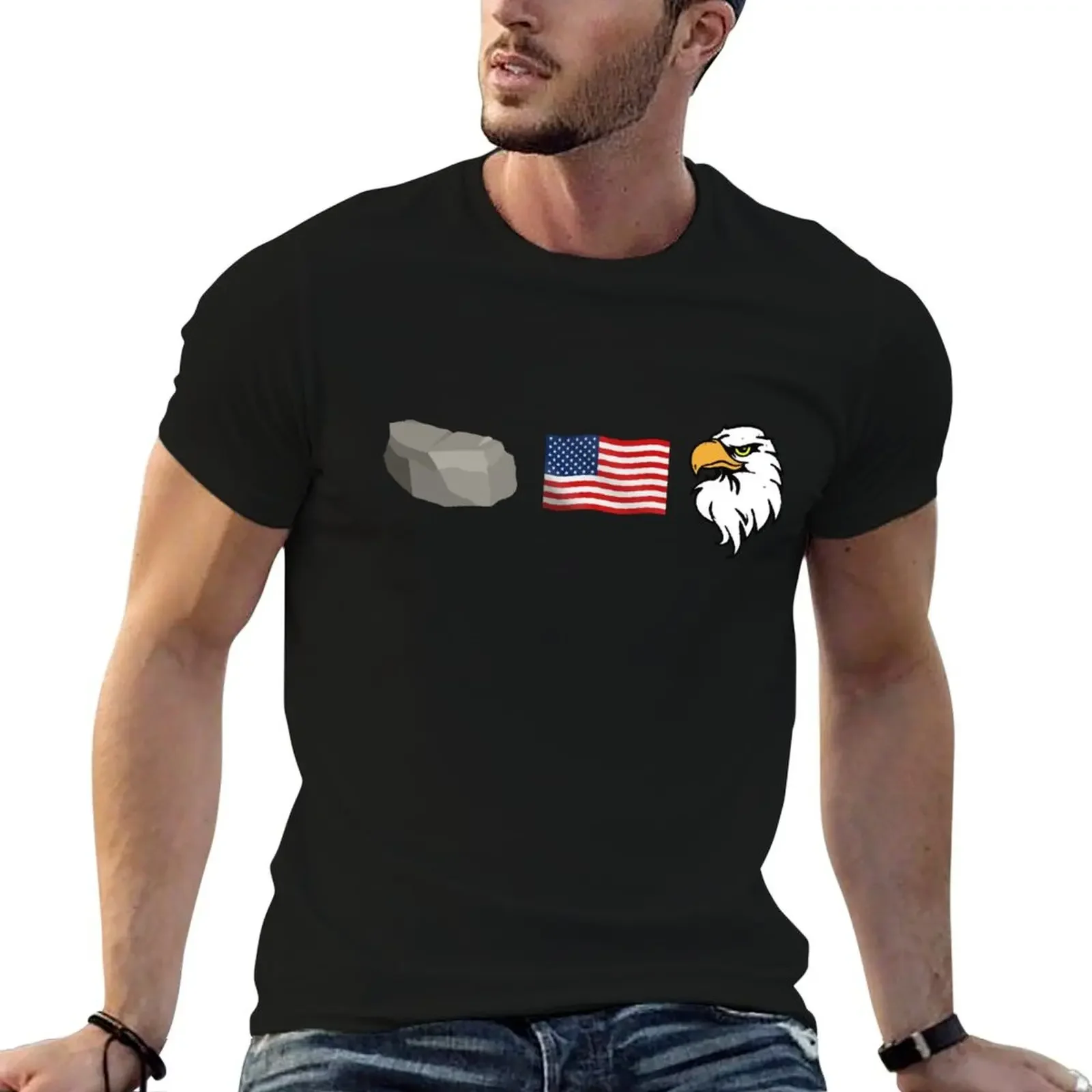 Rock, Flag, and Eagle (Always Sunny) T-Shirt custom t shirt T-shirts oversize Short sleeve tee t shirts for men graphic