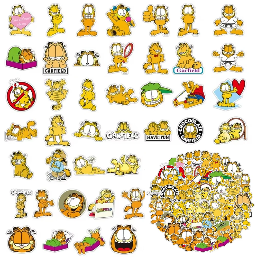 Garfield Anime Cartoon Cute Student 50pcs Stickers Kawaii Boys and Girls DIY Decoration Graffiti Stickers Wholesale