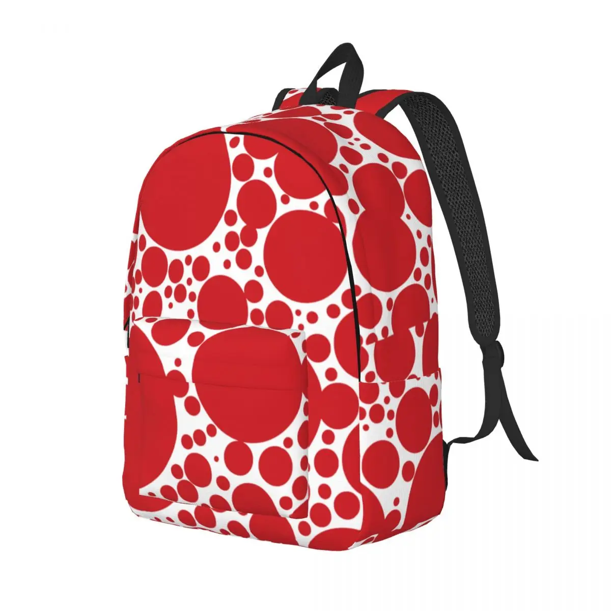 Red Dots Pattern for Teens Student School Bookbag Yayoi Kusama Canvas Daypack Middle High College Hiking