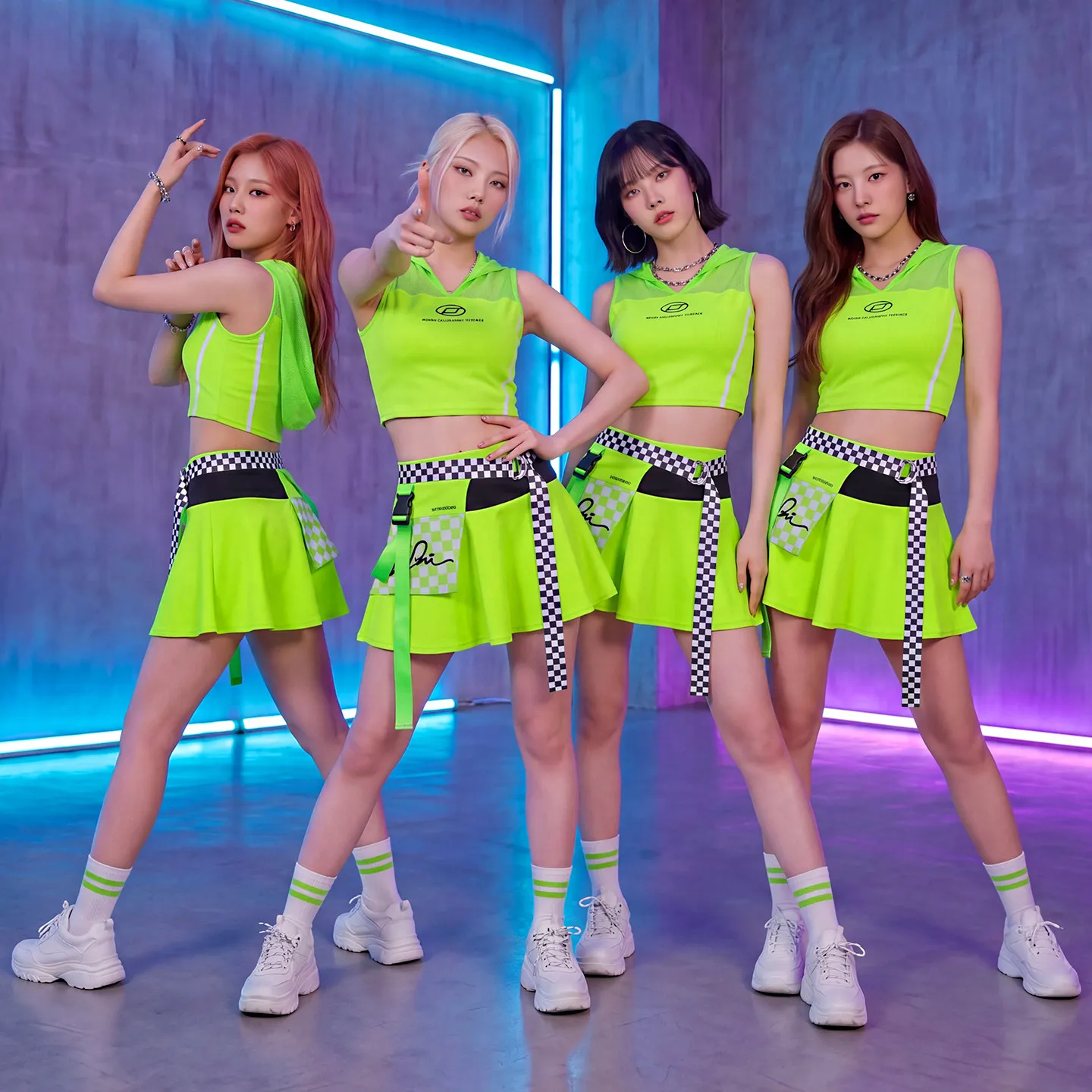 new-fluorescent-green-k-pop-dancewear-cheerleading-sexy-jazz-dance-outfits-women-korean-dance-performance-stage-costume-dqs24098