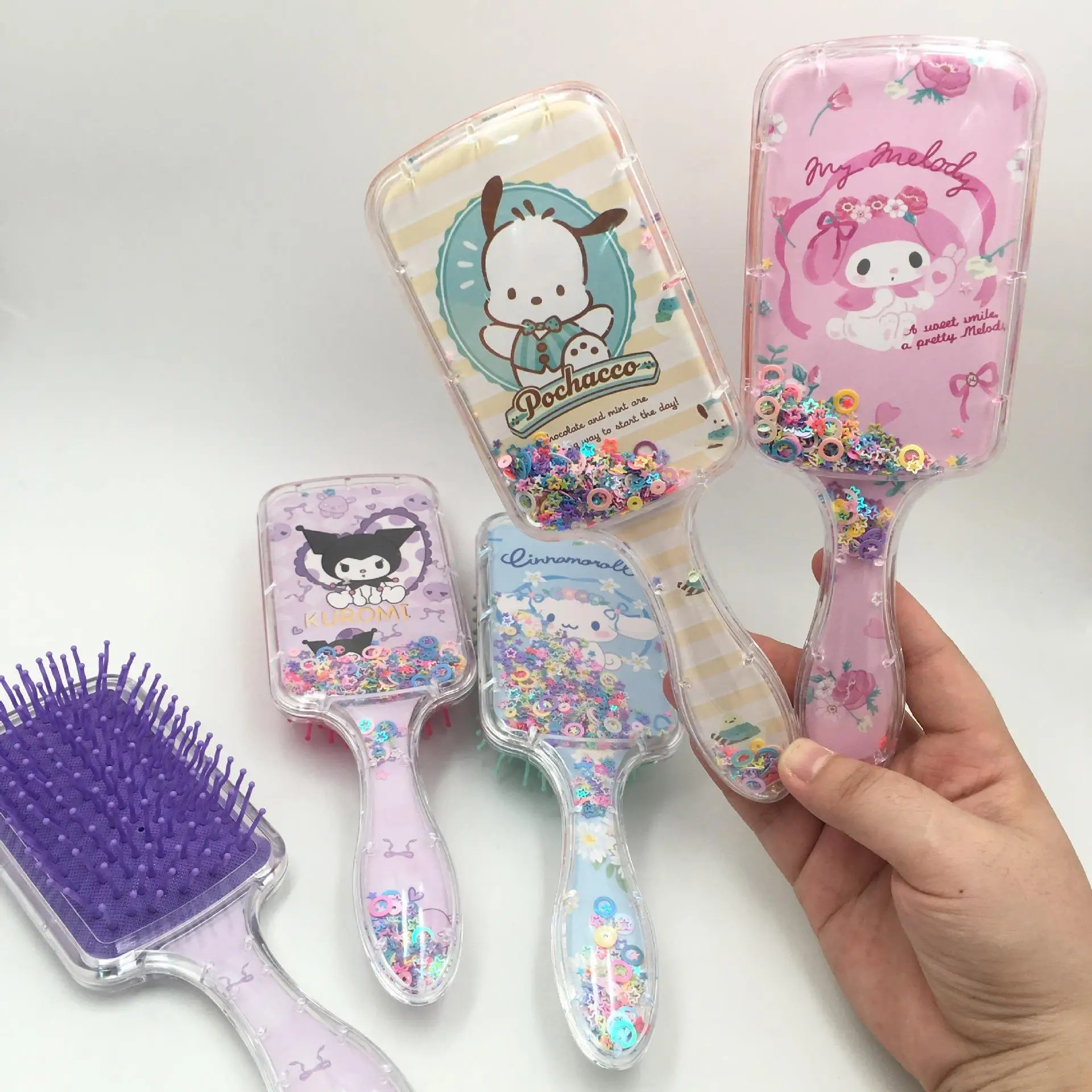 Cute Sanrio Hello Kitty Kuromi Air Cushion Comb Cinnamoroll Melody Anime Comb Cartoon Square Massage Comb Accessories Girl Gift