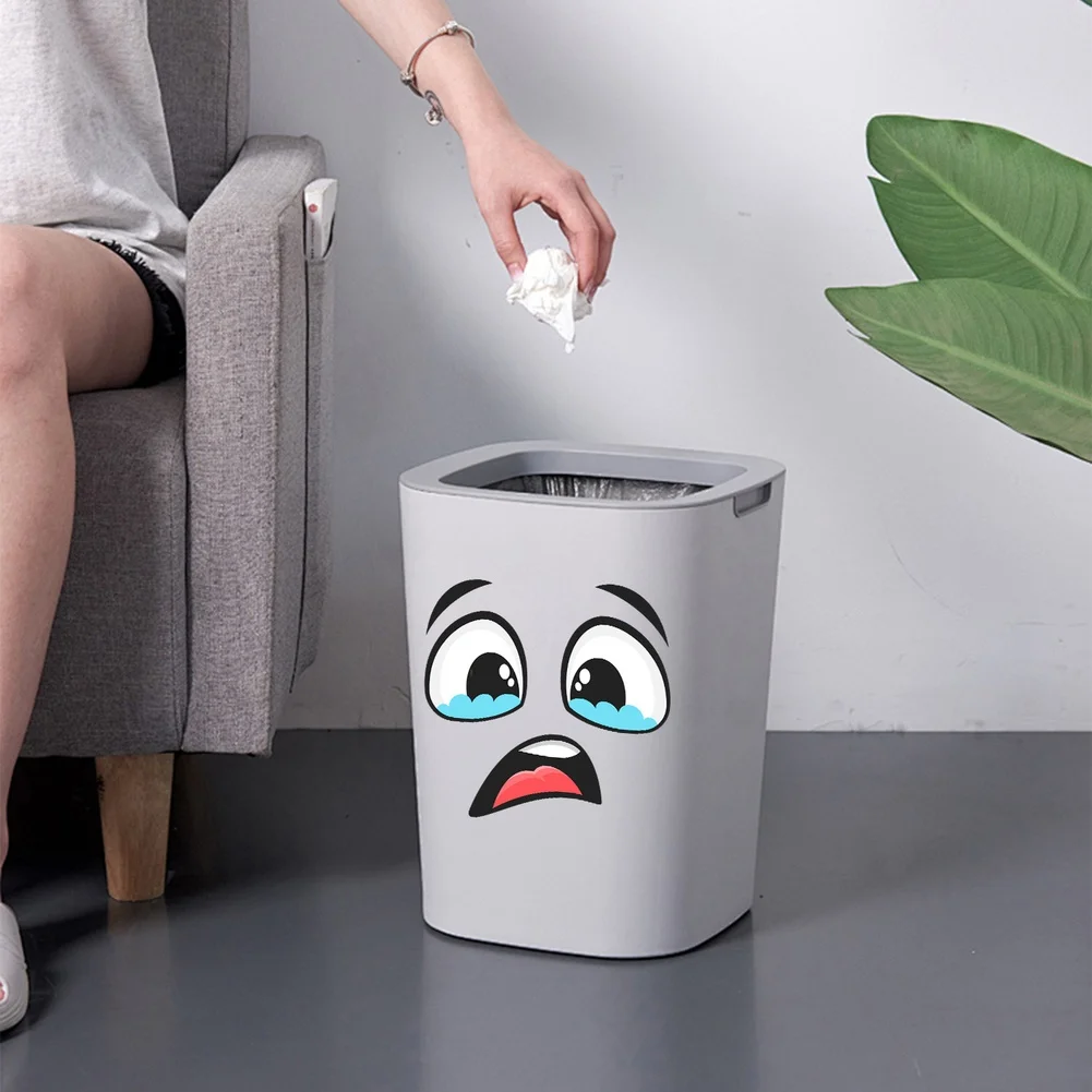 4PCS Playful PVC Wall Decals Cartoon Faces for Waste Bins Furniture For Living Room Bedroom Bathroom Decoration