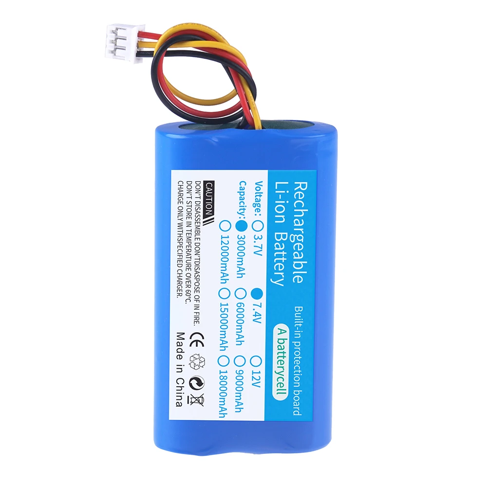 Batterie au lithium aste, 7.4V, 3000mAh, 2S1P, 18650, batterie pour haut-parleur mégaphone, banque d'alimentation, petit lecteur, pièces de jouets RC, prise 3P