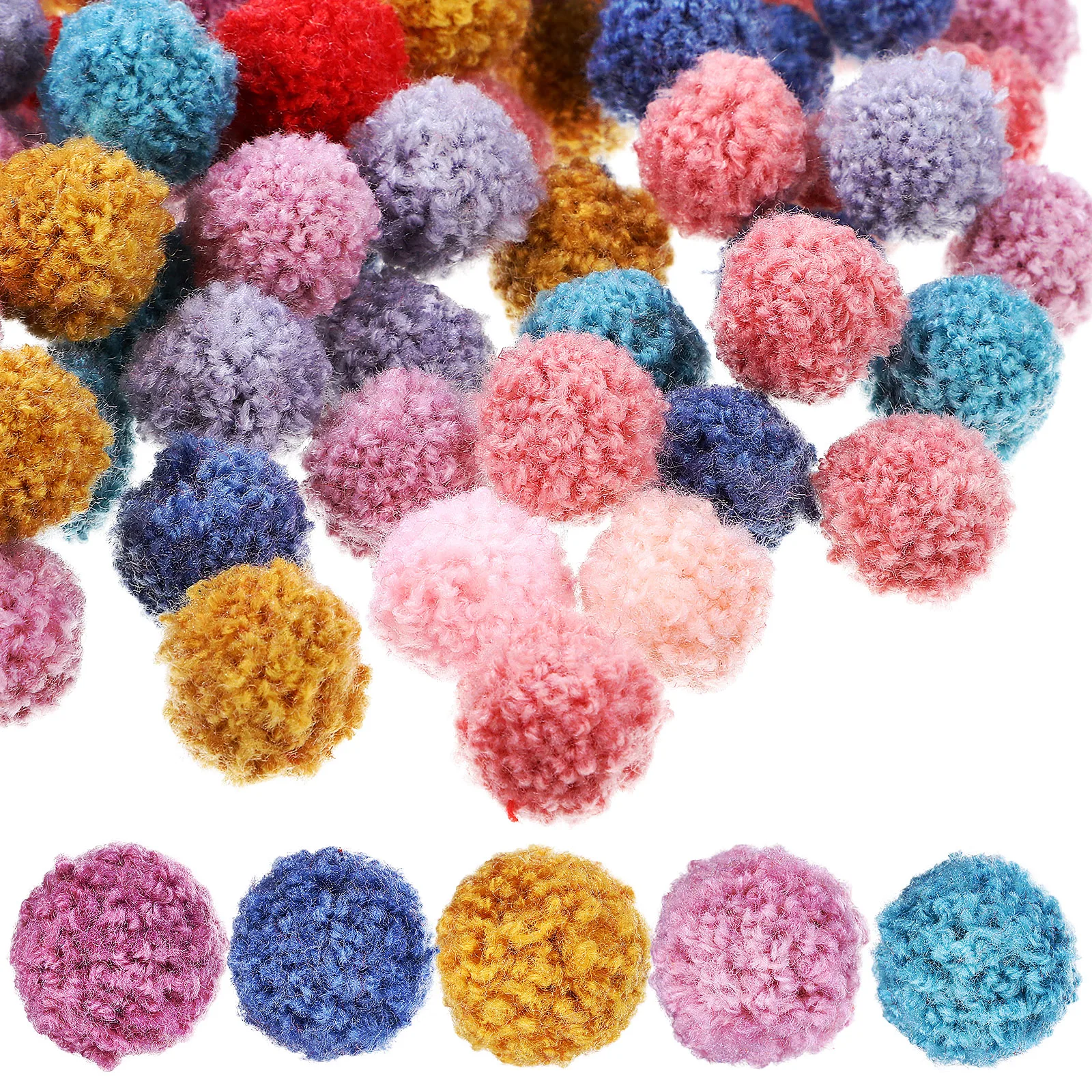 

200 Pcs Poms Balls Assorted Pompoms Fuzzy DIY Accessories Colorful Crafts Kids Home Fringe Trimming Sewing