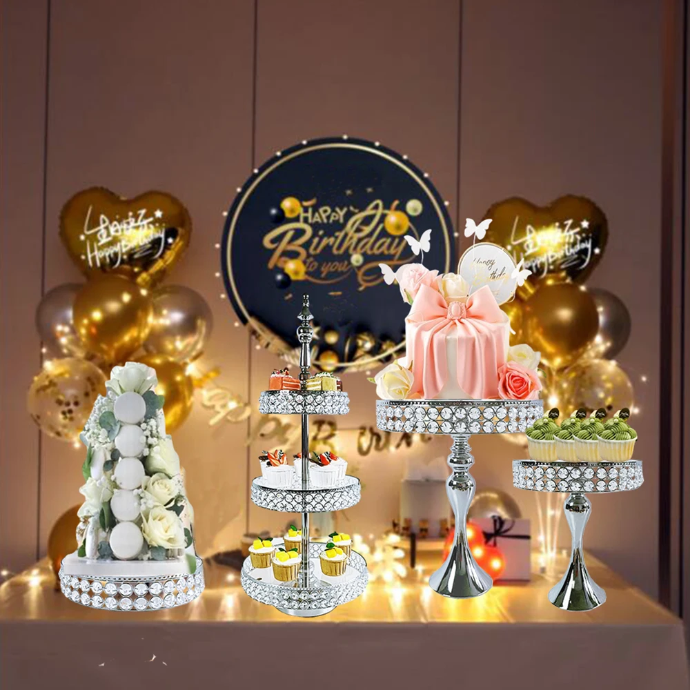 1Pcs/Lot Silver Cake Stand -Dessert Table Display Cake Stands for Tower Plate for Baby Shower,  Wedding,Chrismas Celebration