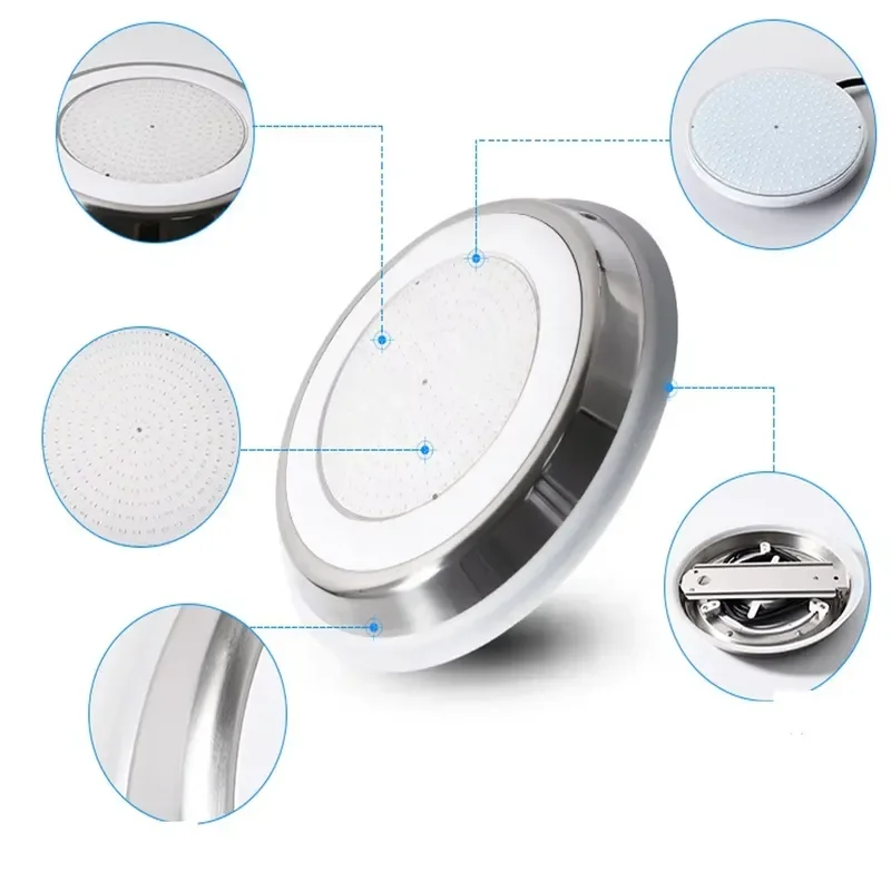 LED Stainless Steel Pool Light Wall Mounted Underwater Lamp Waterproof Color Changing Wireless Remote Control for Swimming