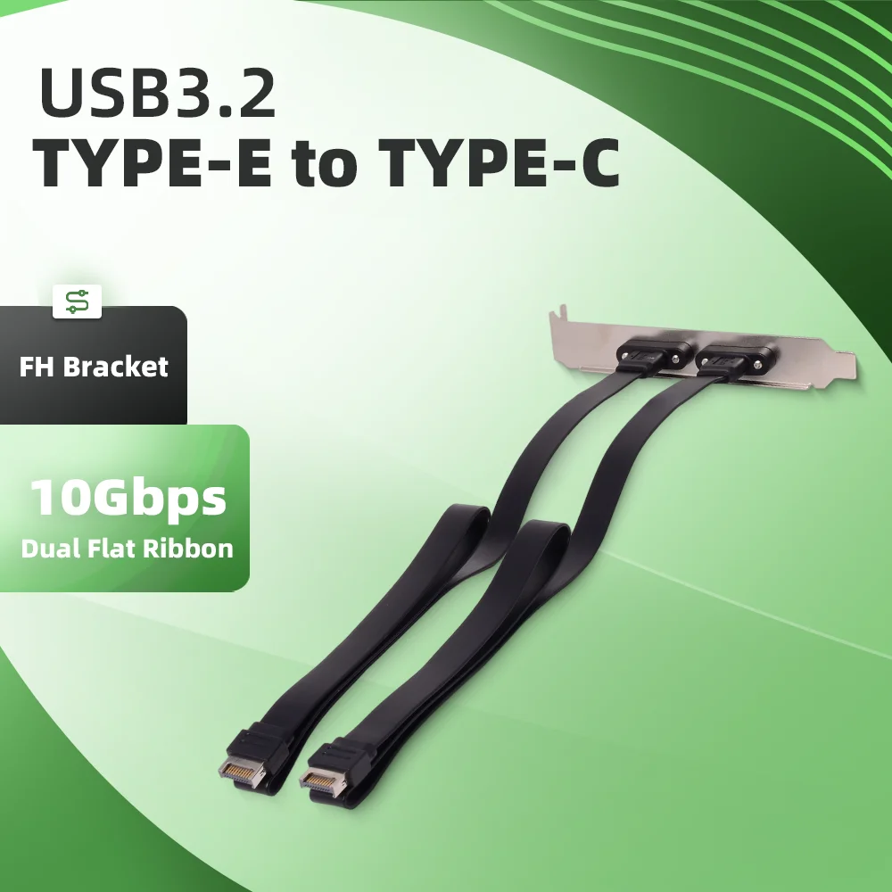 USB 3.2 KEY-A To PCI Baffle Adapter Cable TYPE-E To TYPE-C Female A Port Front Short 20G Flat Cable Chassis Bit 0.5M Cable