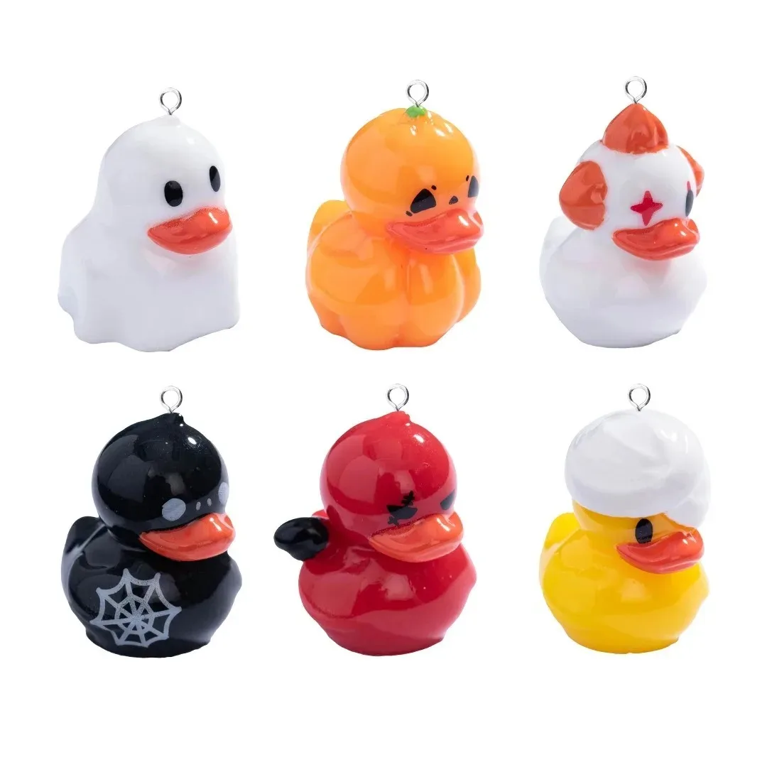 10Pcs Mixed Halloween Animal Pendants European Style Pumpkin Ghost Devil Duck Resin Charms Accessories For Earring Keychain