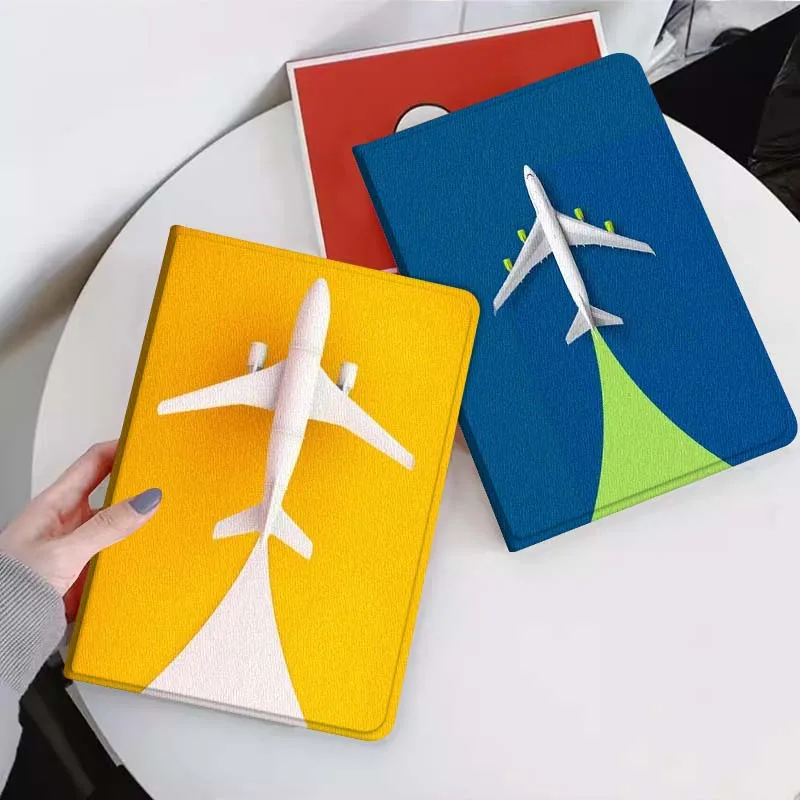 

White Paper Airplane Yellow For Xiaomi Mi Pad Mini 4 5 6 7 SE Pro Plus Redmi Pad 2 SE 2025 8.8 11 Foldable Tablet Case Gift