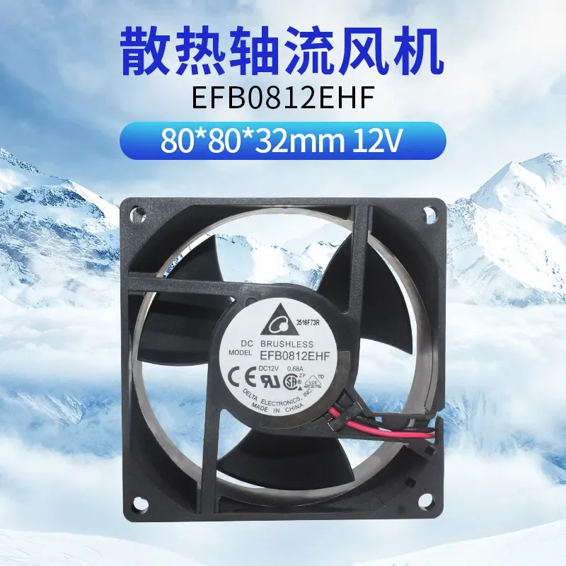 for EFB0812EHF Delta 8032 server 12V 0.68A three-blade high-airflow chassis cooling fan 80x32mm