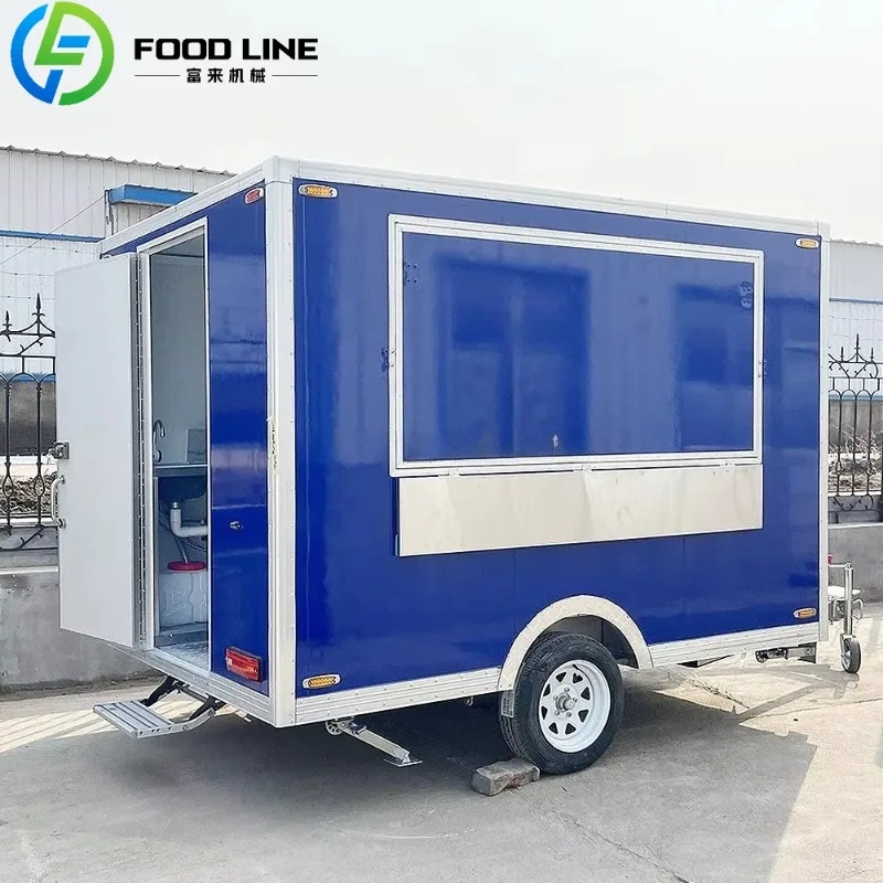 Food Truck Mobile Kitchen Catering Vehicle with Stainless Steel Equipment and Foldable Serving Windows Customized