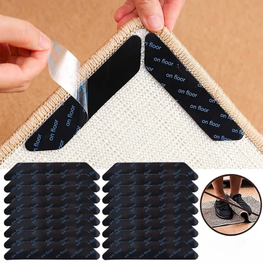 10pcs Carpet Non-slip Sticker Reusable Washable Anti Curling Carpet Patch Fixed Stickers Floor Rug Mat Tape Gripper Corner Pad