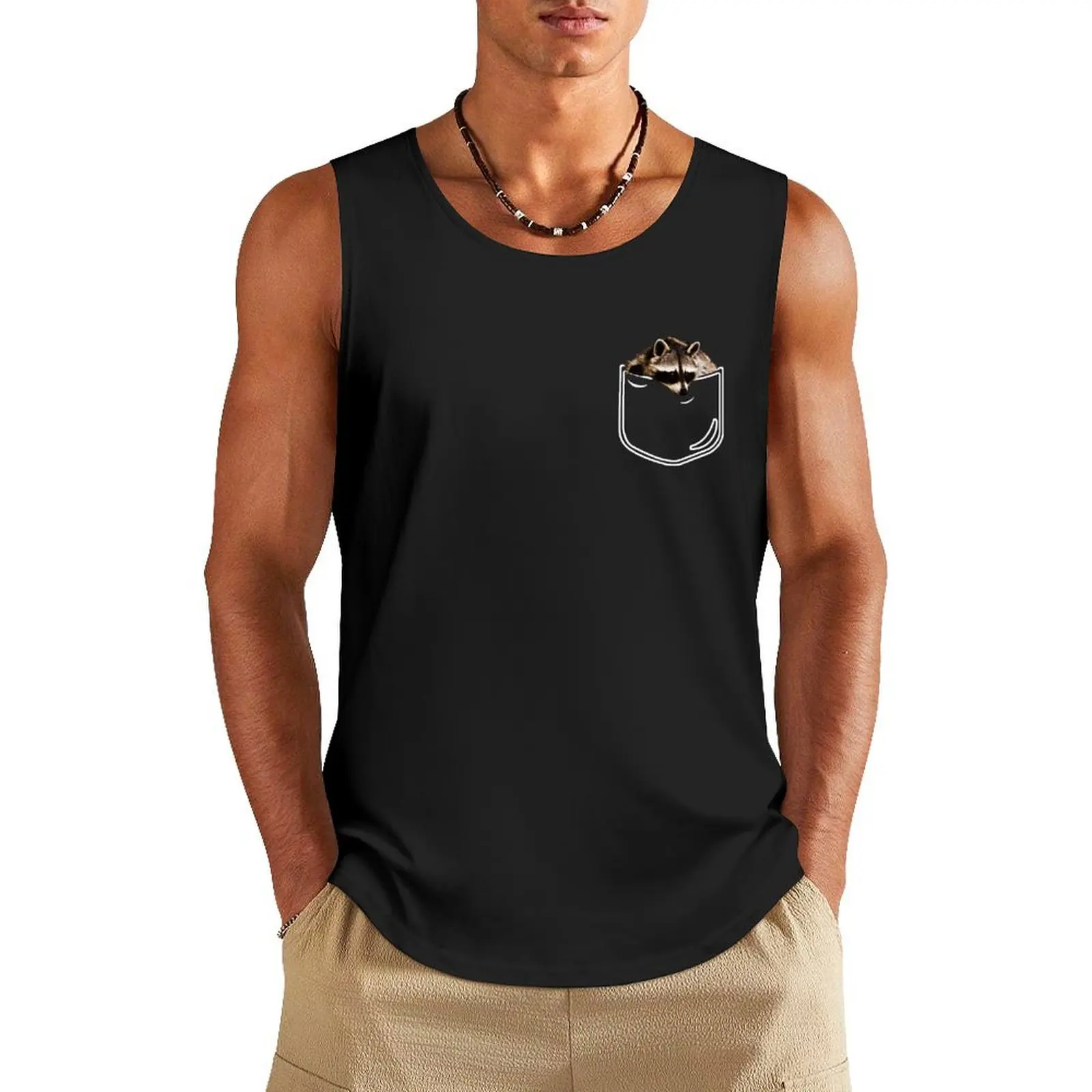 

Pocket Raccoon Shirt, Funny Raccoon In Pocket Tank Top cool things clothing men bodybuilding man gym wear men