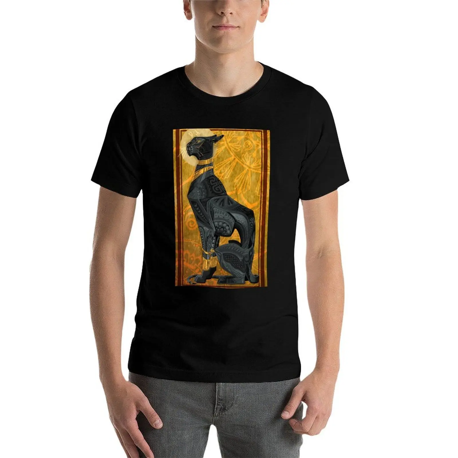 

Art Deco Ornamental Sphynx- Black T-Shirt g man t shirts for men man t shirt cotton high quality T-Shirt
