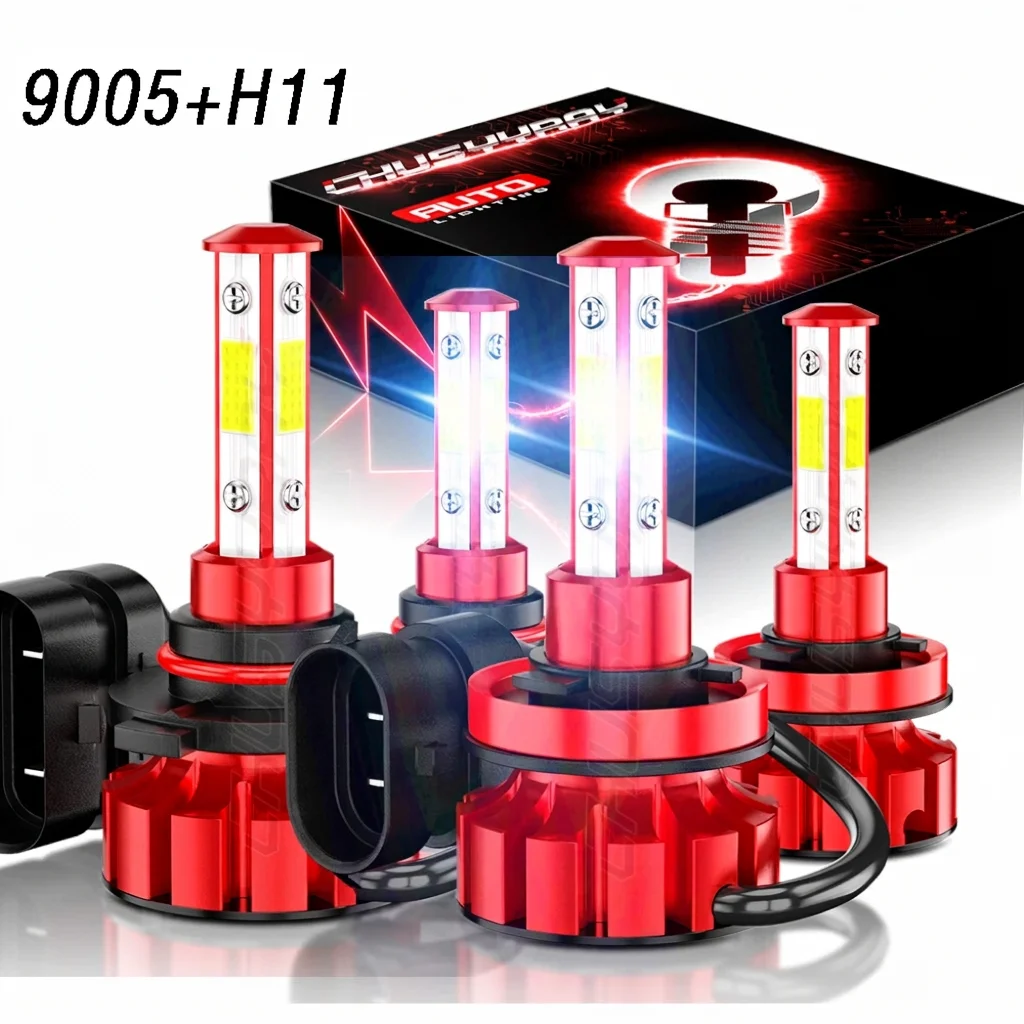 4pcs Strong Lights For Car Auto Light Bulbs 9005 H11 LED SUPER White High/Low Beam 100w 6000K 4880LM