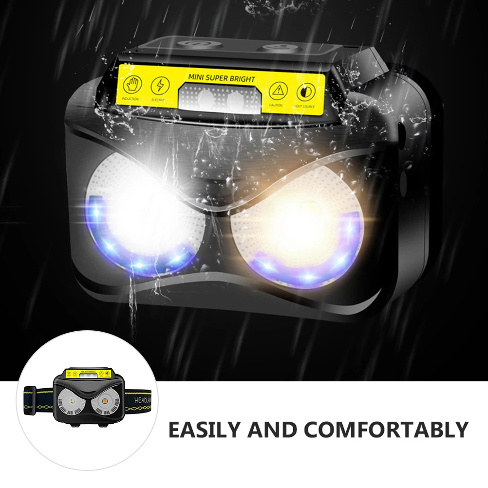 

Sensor Head Torch ABS Waterproof LED Headlamp Outdoor Night Light Tilt 180° IPX65 Rechargeable Smart Function