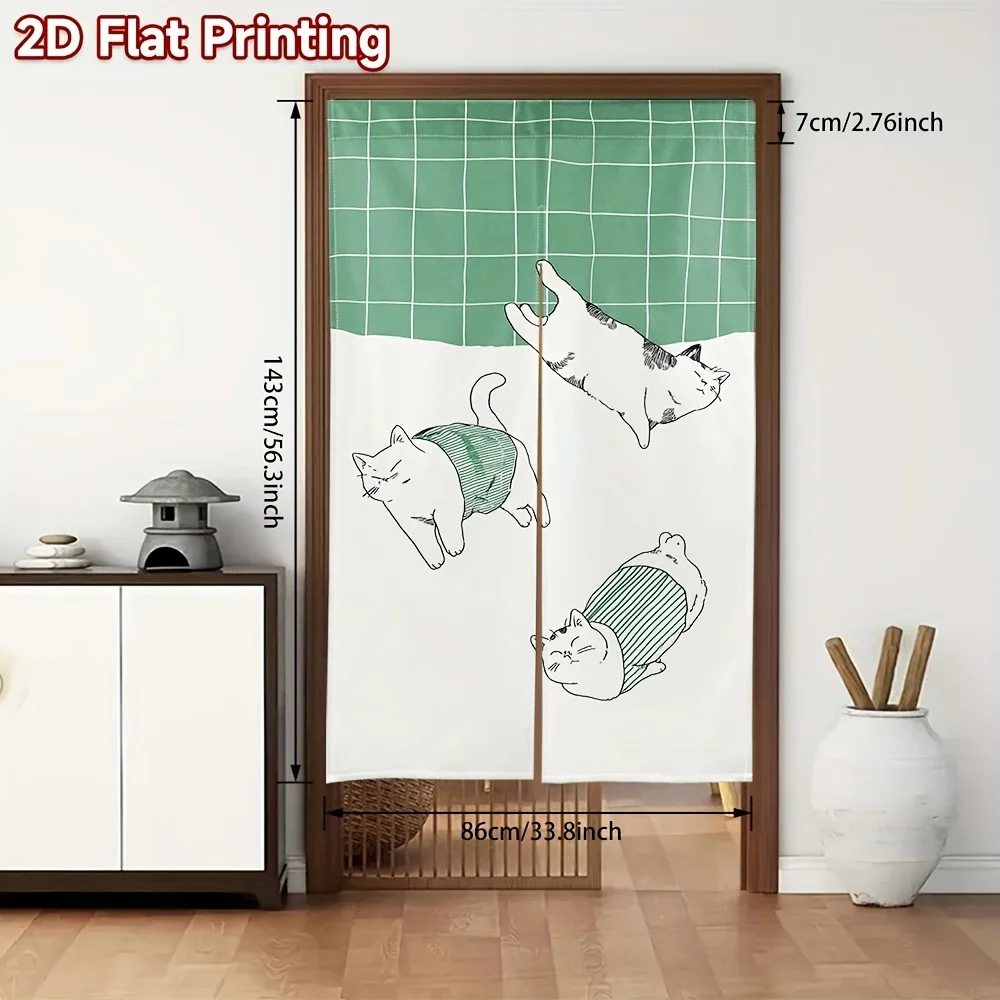 

Японская дверная штора с рисунком спящей кошки в свитере, моющаяся, светонепроницаемая, для гостиной, спальни, кухни, простая в уходе.