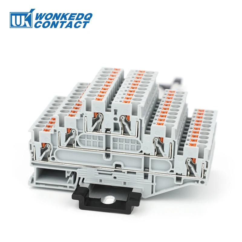 10 szt. PT2.5-3L wtykowe złącze kablowe potrójne 3 poziomy 2,5 mm² kabel 2,5 mm kabel elektryczny listwa zaciskowa na szynę Din PT 2,5-3L