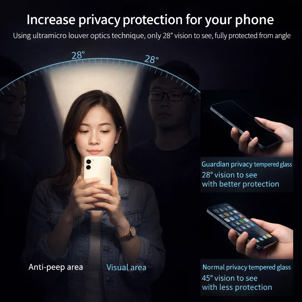 NILLKIN Privacy Tempered Glass For iPhone 15 Plus 14 13 Pro 12 Mini Protector Film Anti-Fingerprint FM5004 - view 5
