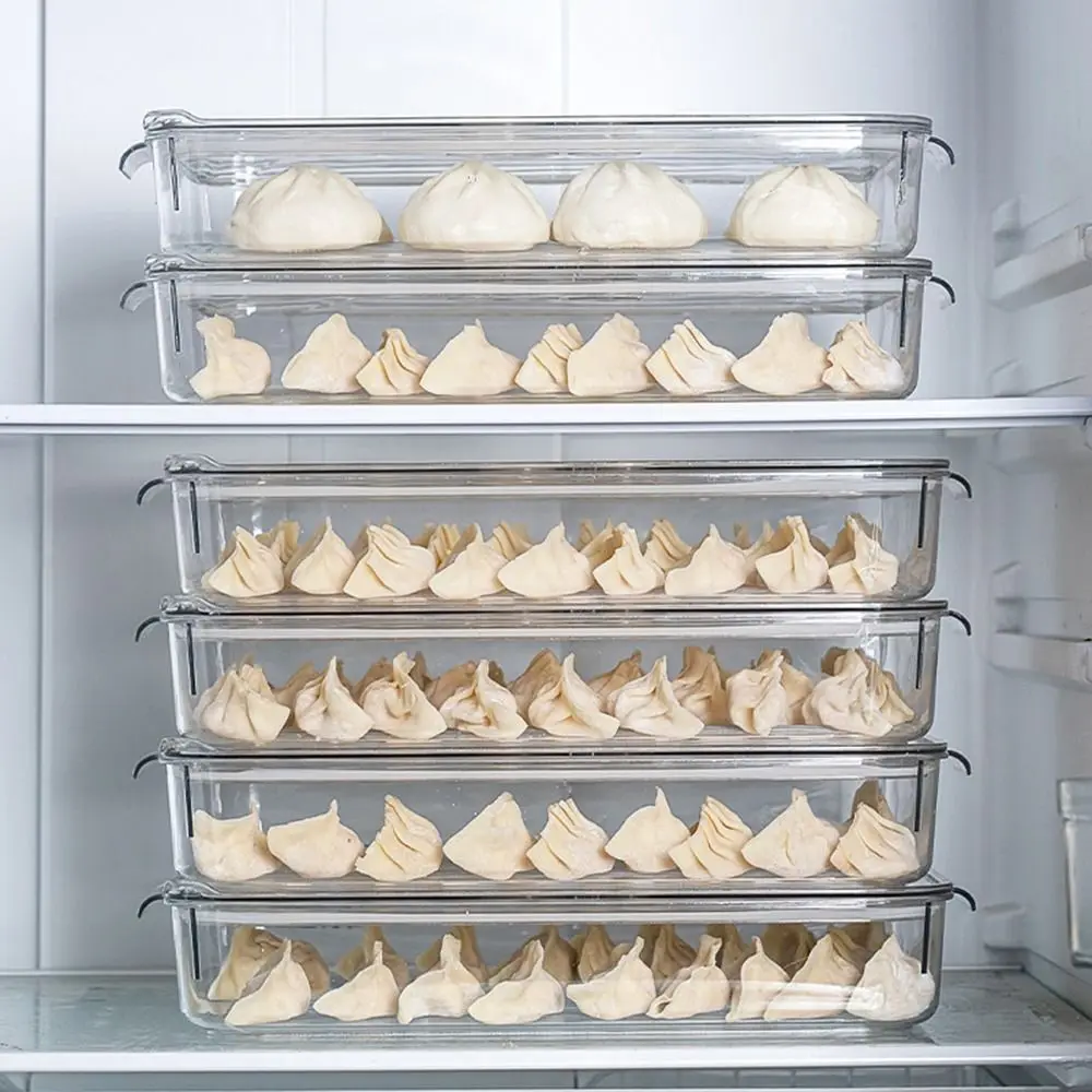Plastic Refrigerator Dumpling Box Quick Freezing Transparent Refrigerator Storage Box Large Capacity Non-stick Food Frozen Box