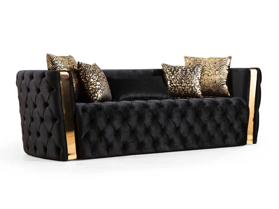#   Juego de Sofás Chesterfield de Terciopelo Italiano de Lujo, Color Crema, Directo de Fábrica, para Sala de Estar de Villa, Relleno de Esponja