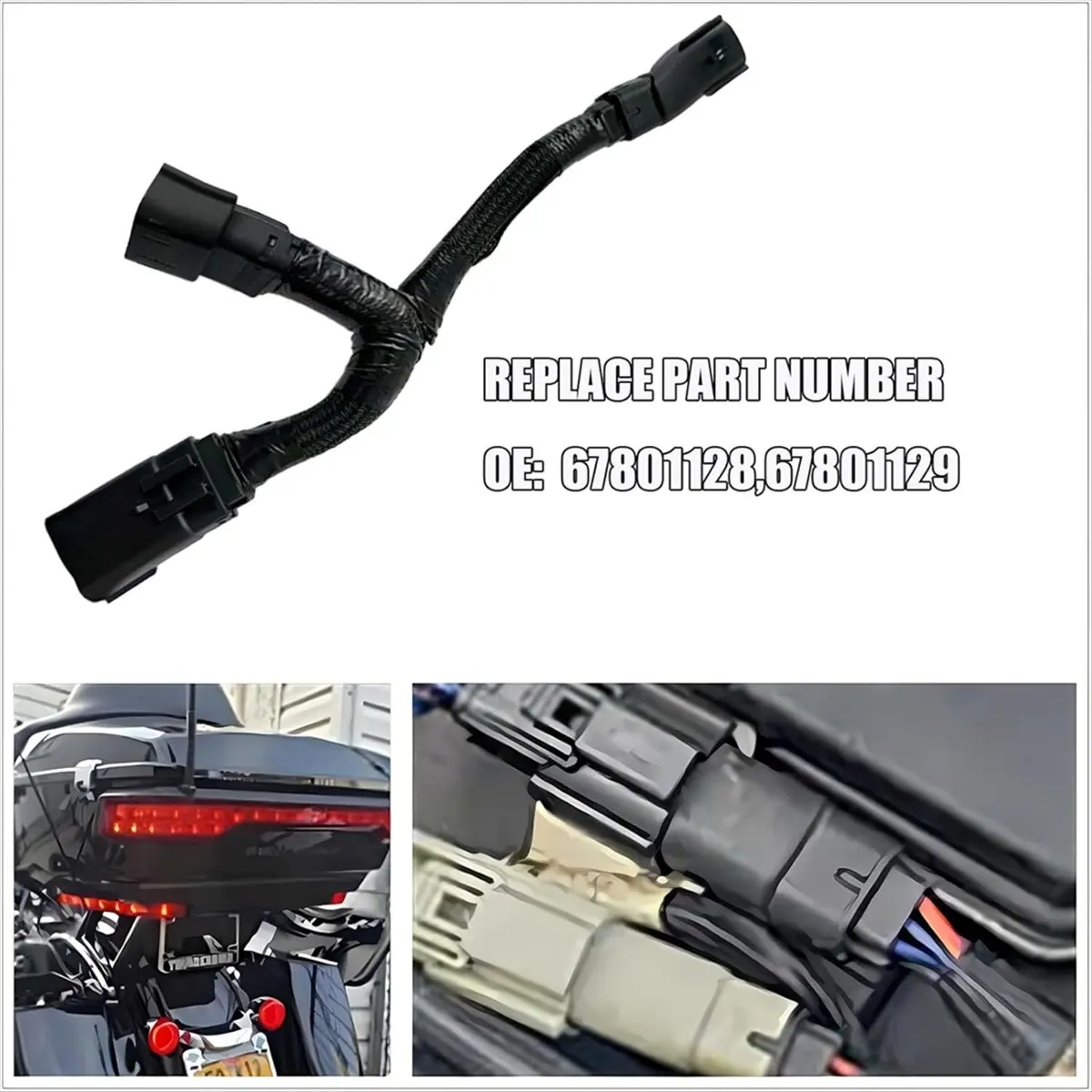 #85A Quick Disconnect Tour Pack Light Wiring Harness for Harley Davidson,LED taillight wiring harness,(Plastic)